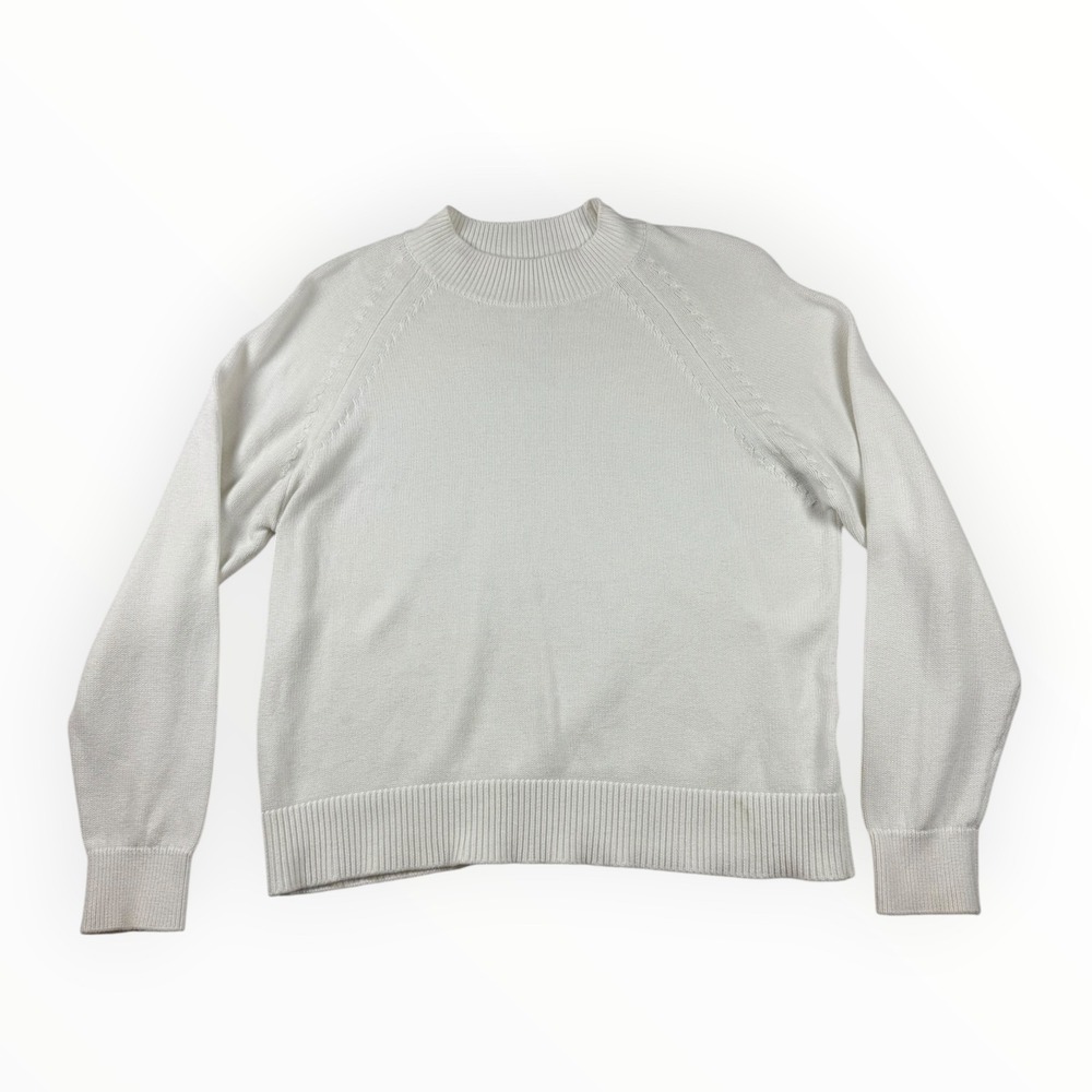 Quince Ivory White Organic Cotton Mock Neck Raglan Sweater Small SHWDC01